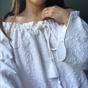 Michael Kors white over-the-shoulder top